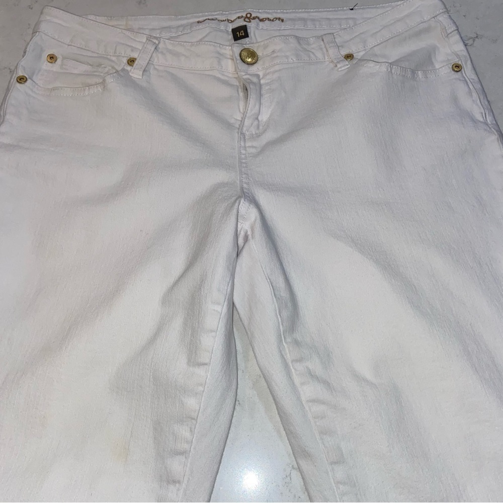 Hudson Vintage Hollywood Los Angeles Women's Sz 14 White  Jeans Ankle Zip - Picture 12 of 15